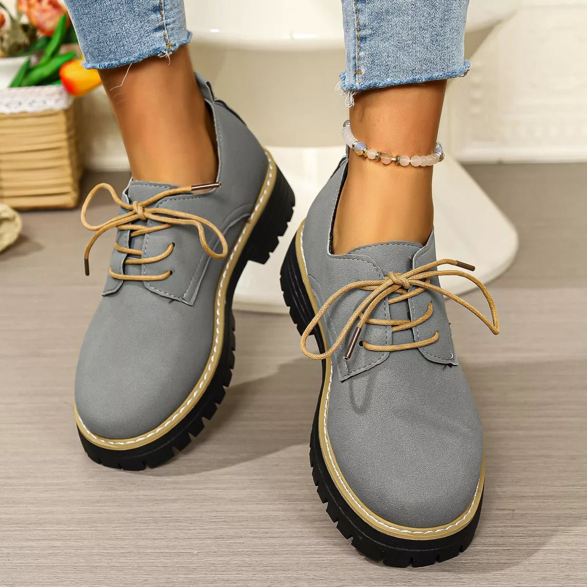 Round Toe Lace - Up Loafers - Loving It Shop