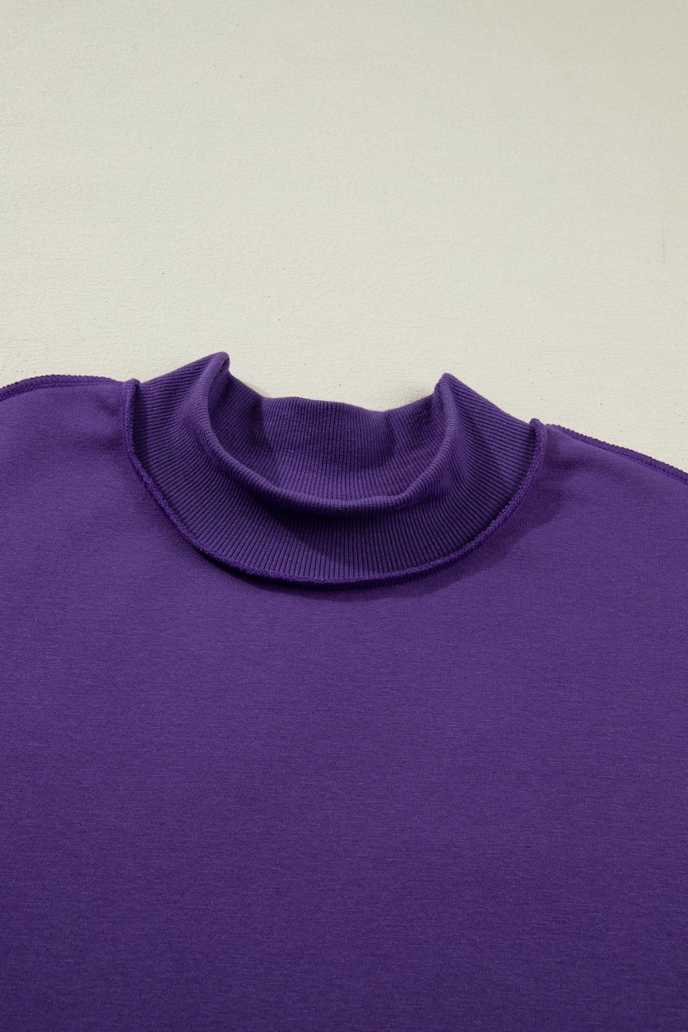 Tillandsia Purple Oversize Drop Shoulder Reversible Mock Neck Sweatshirt - Loving It Shop