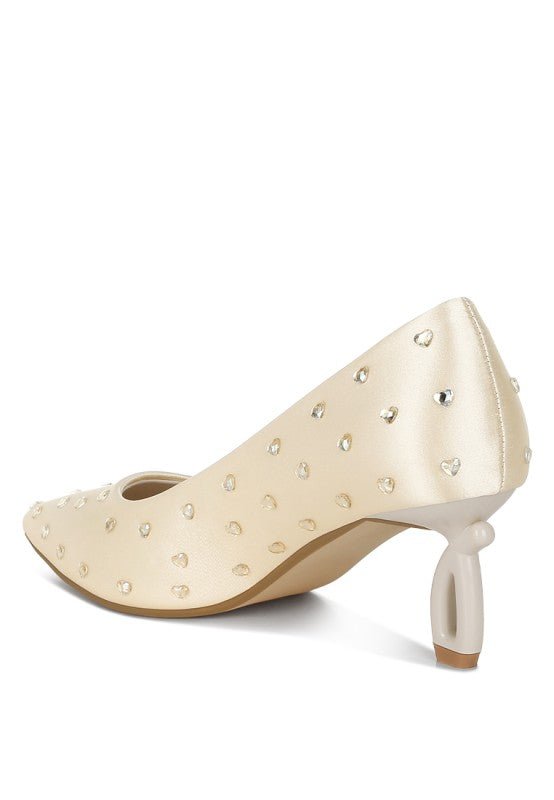 Madhara Heart - Shaped Rhinestones Pumps - Loving It Shop