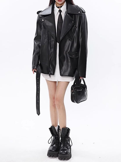 Leather Coat Women&