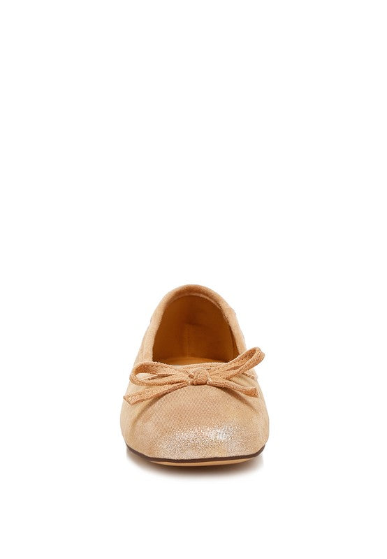 Rubyrose Suede Bow Embellished Ballerinas
