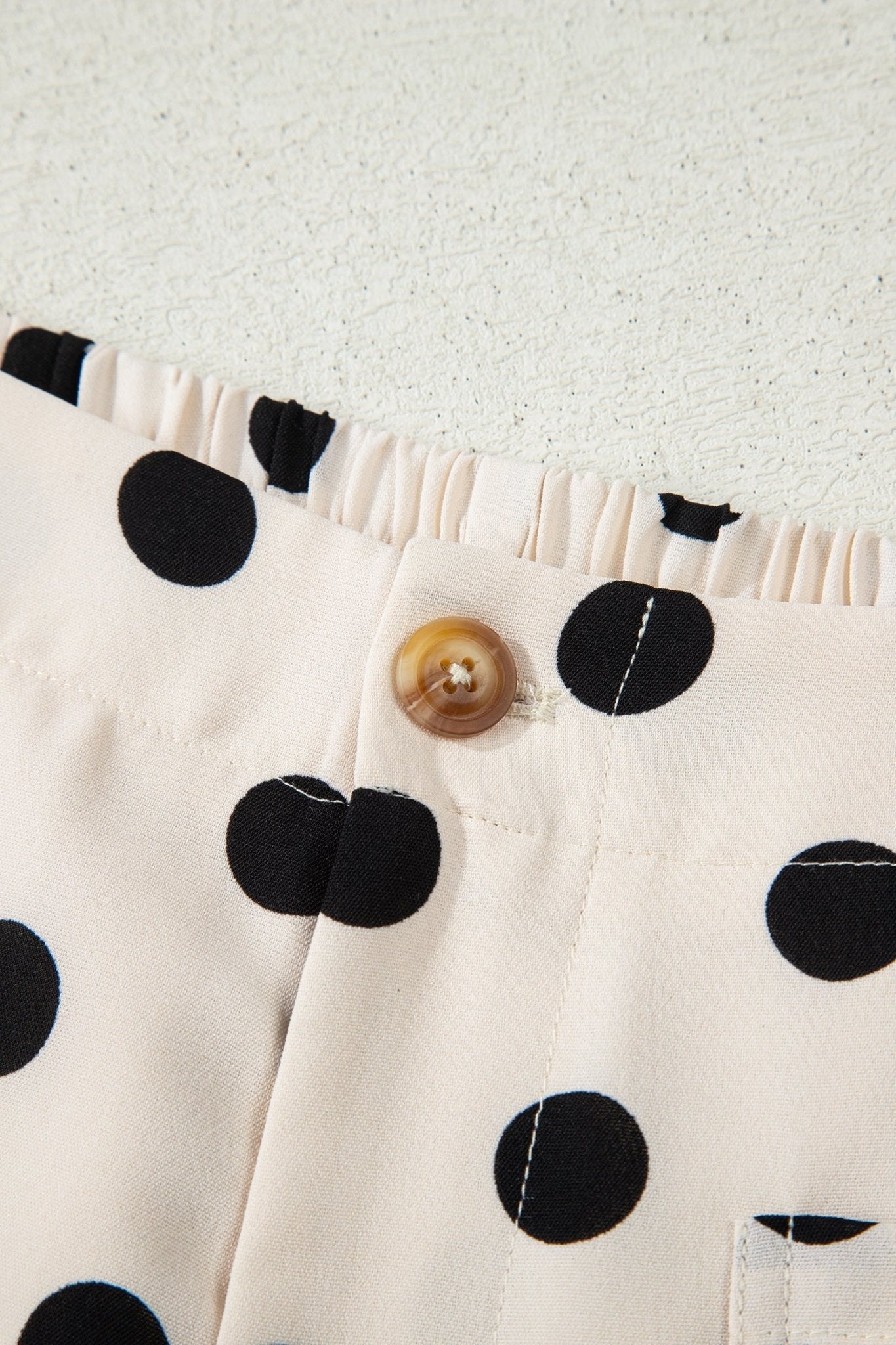 White Polka Dot Print Patched Pocket Loose Pants - Loving It Shop