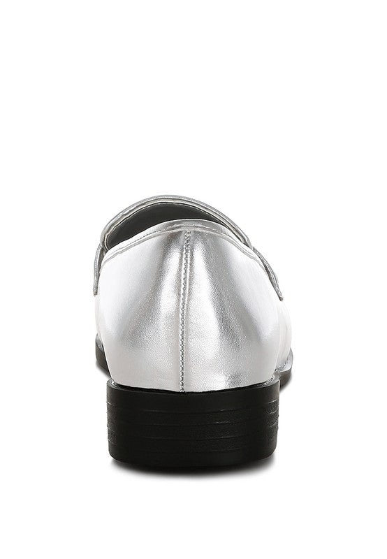 Rugle Metallic Faux Leather Flat Loafers - Loving It Shop