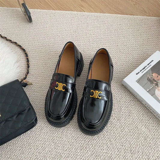 Round Toe Block Heel Loafers - Loving It Shop