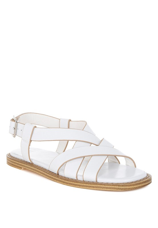 Kapaka Real Leather Flat Gladiator Sandals