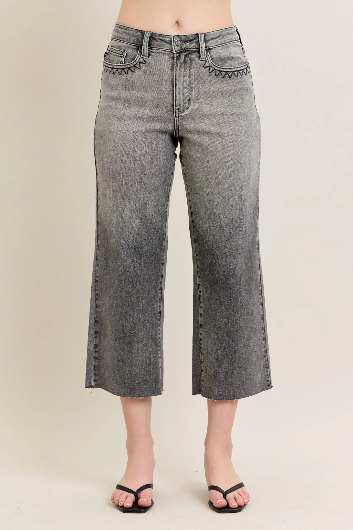 I am a Fashion Junky Blue Full Size Wide Leg Capris Jeans Plus Size