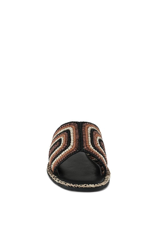 Kente Patterned Raffia Slip-On Flats