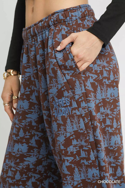 Scenic Print Casual Sweatpants
