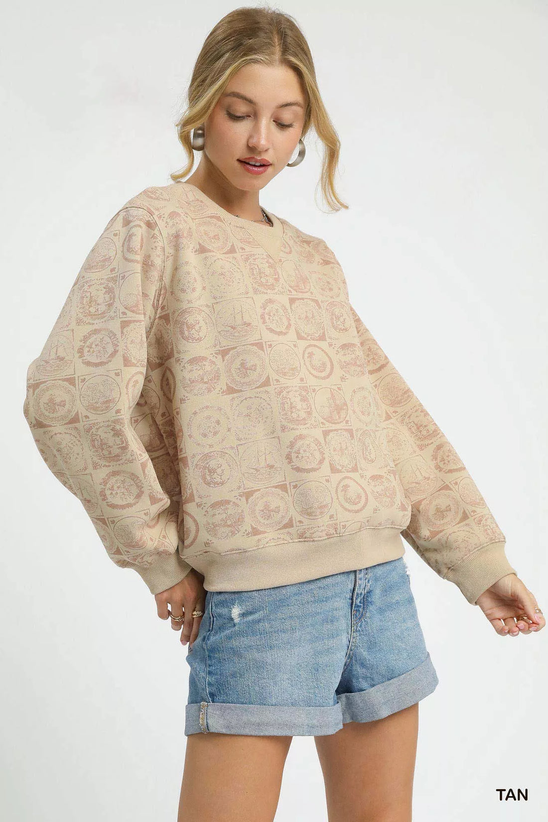 Coin Stamp Print Sweatshirt