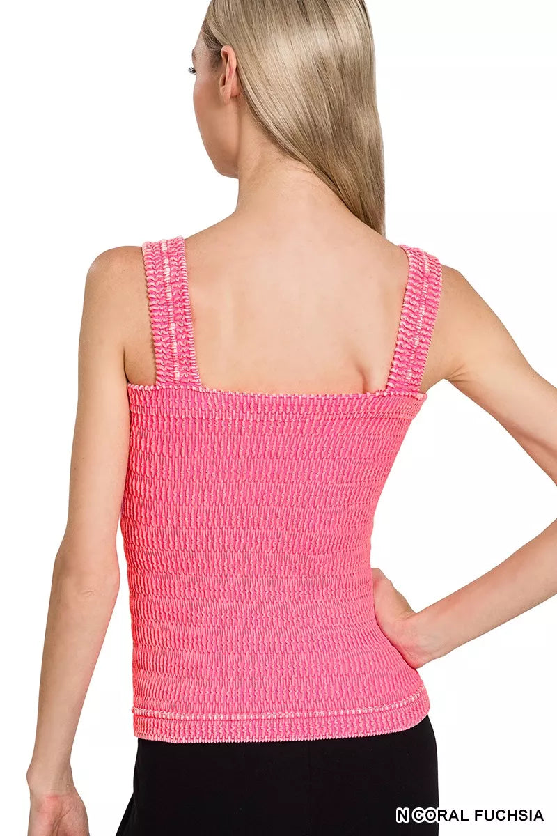 Seamless Winkle Stone Washed Tank Top