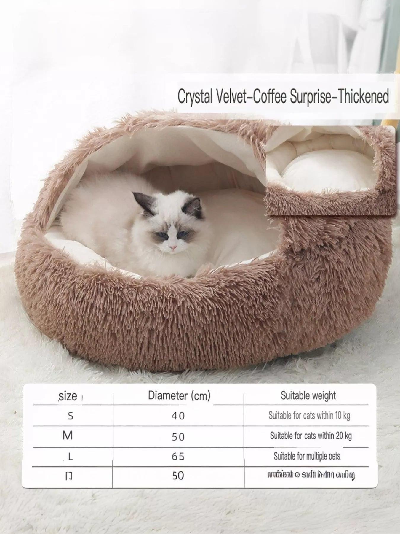 Round Plush Calming Pet Nest - Loving It Shop