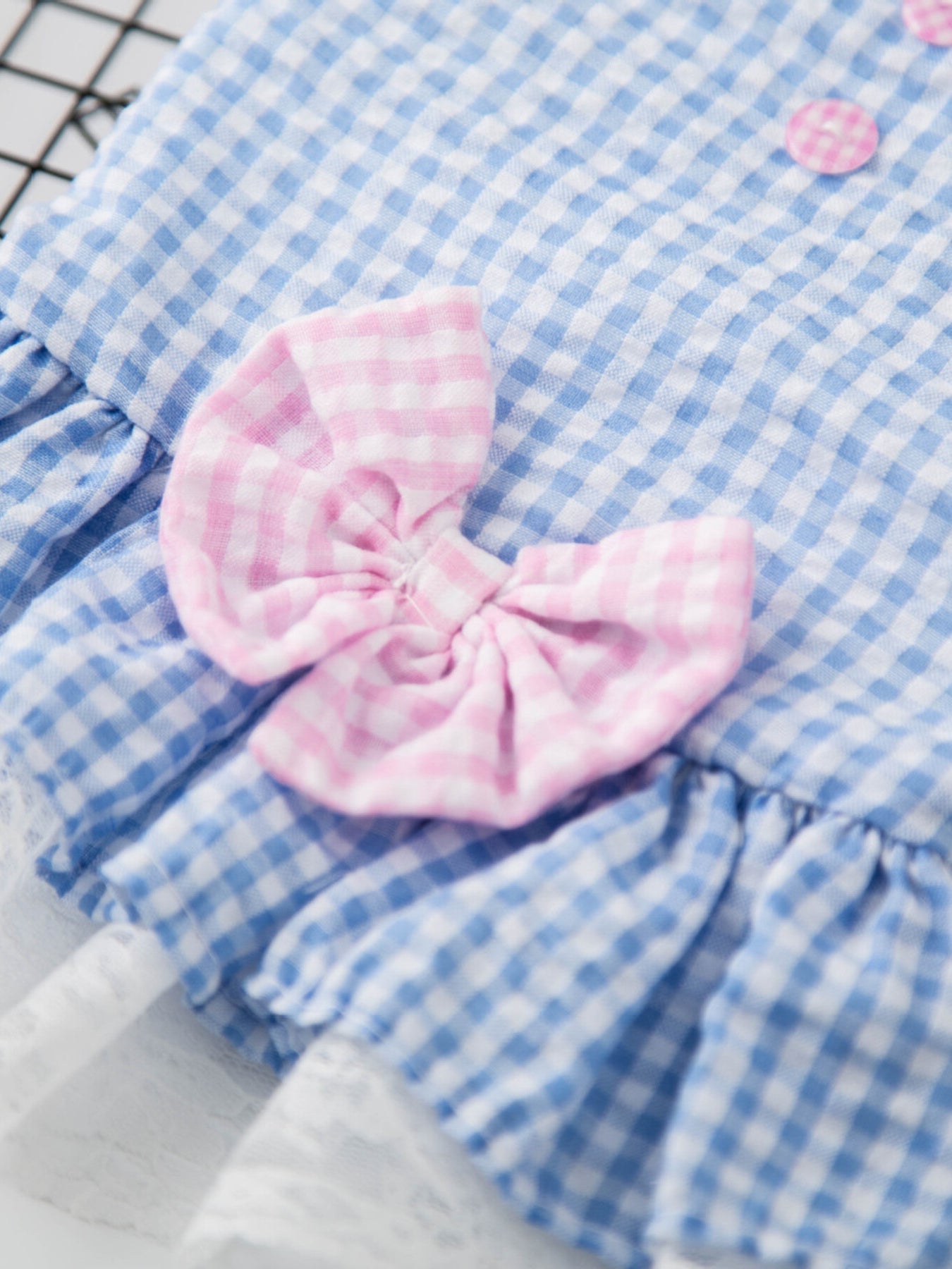 Gingham Ruffle Lace Pet Dress - Loving It Shop