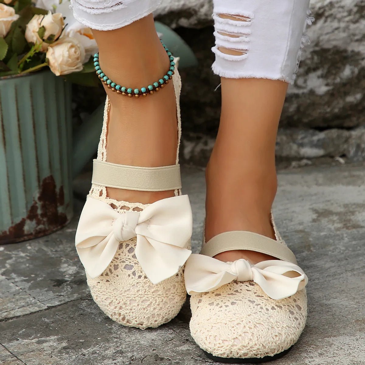 Bow Round Toe Flat Slip - Ons - Loving It Shop