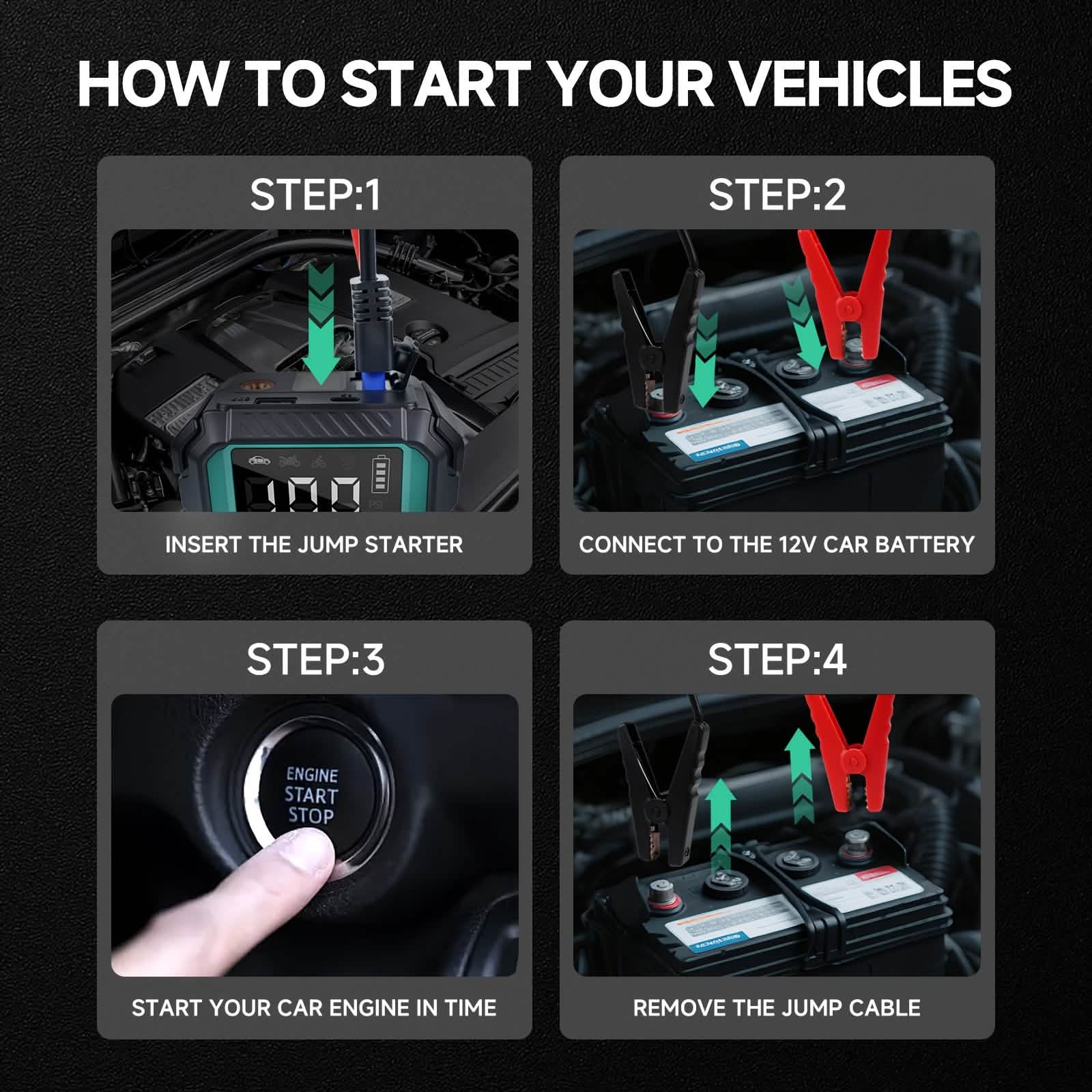 7-in-1 Emergency Car Power Supply Starter &amp; Air Pump