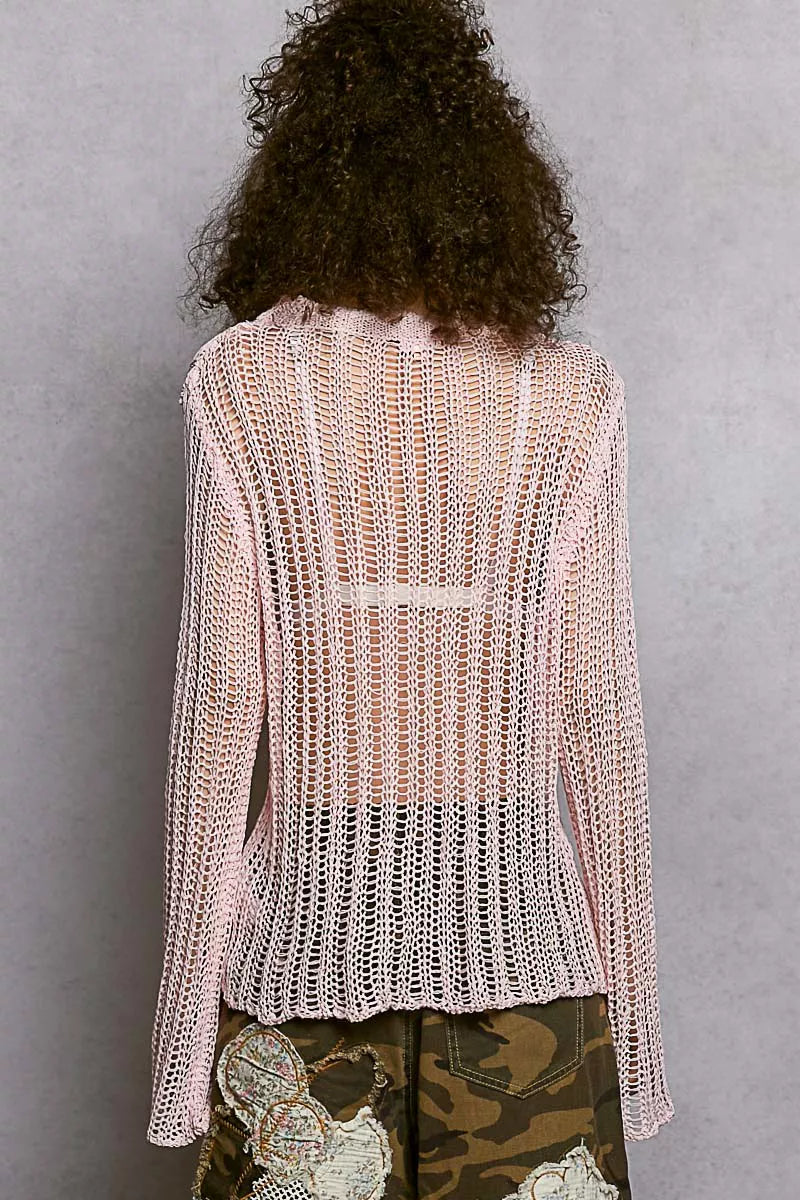 Openwork Round Neck Knit Cover Up