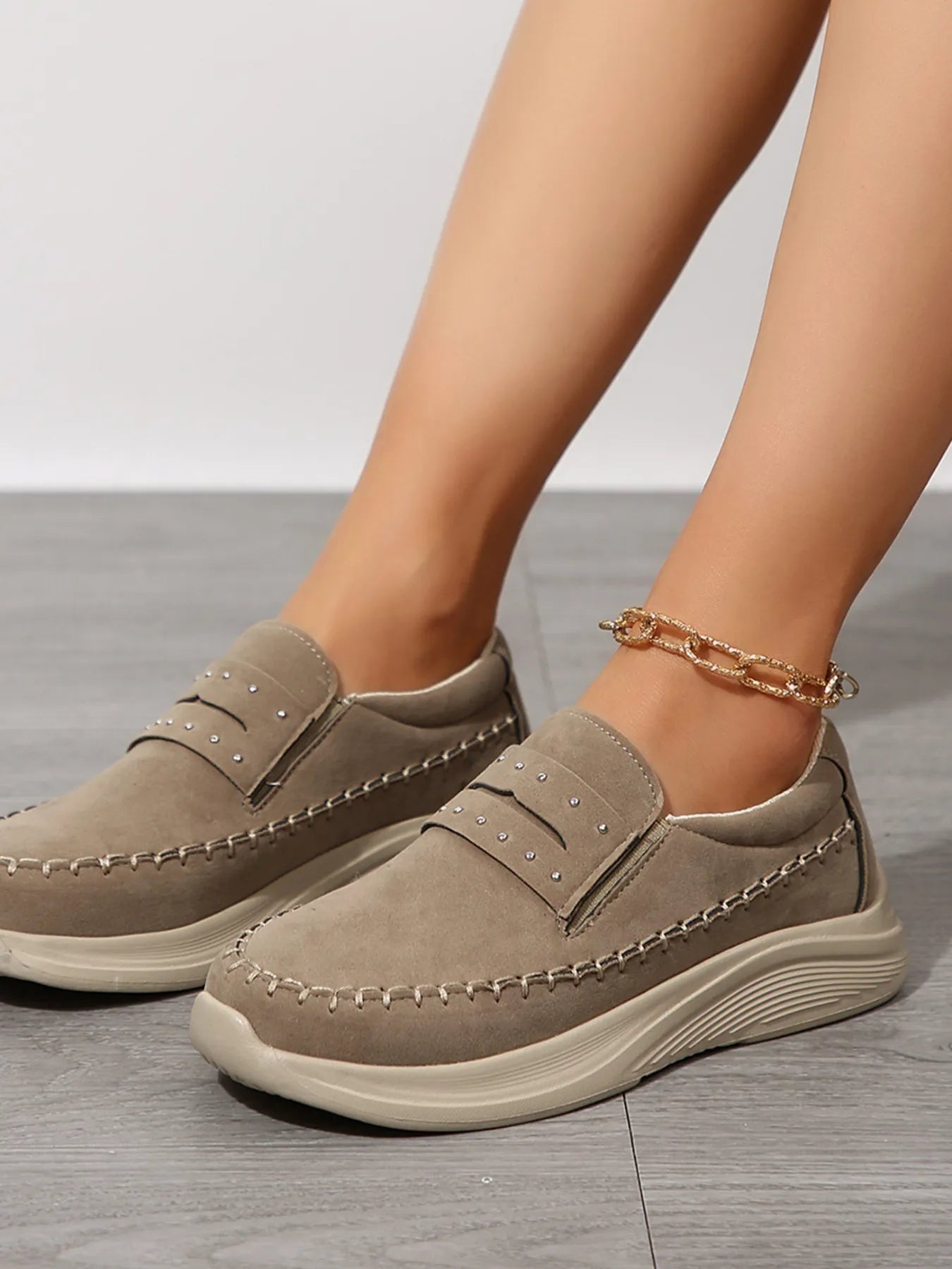 Studded Round Toe Platform Slip - Ons - Loving It Shop