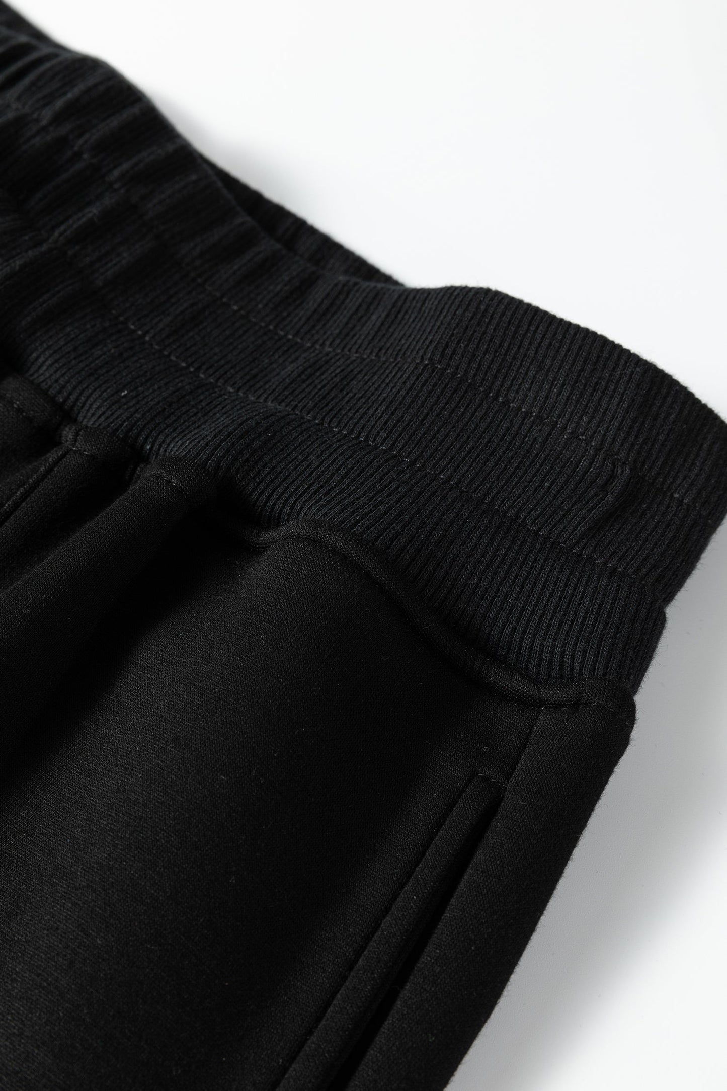 Bristol Black Collared V Neck Pullover Sweatshirt Sweatpants Set
