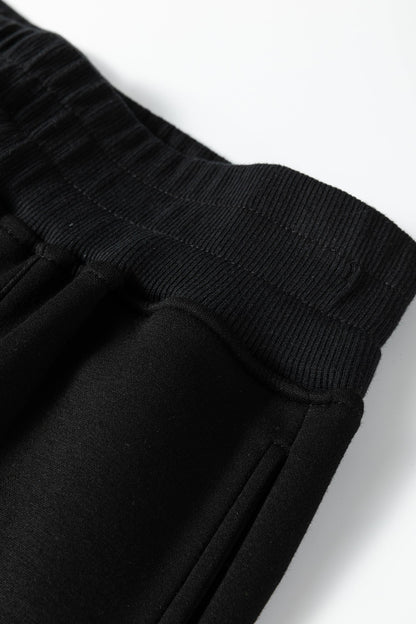Bristol Black Collared V Neck Pullover Sweatshirt Sweatpants Set