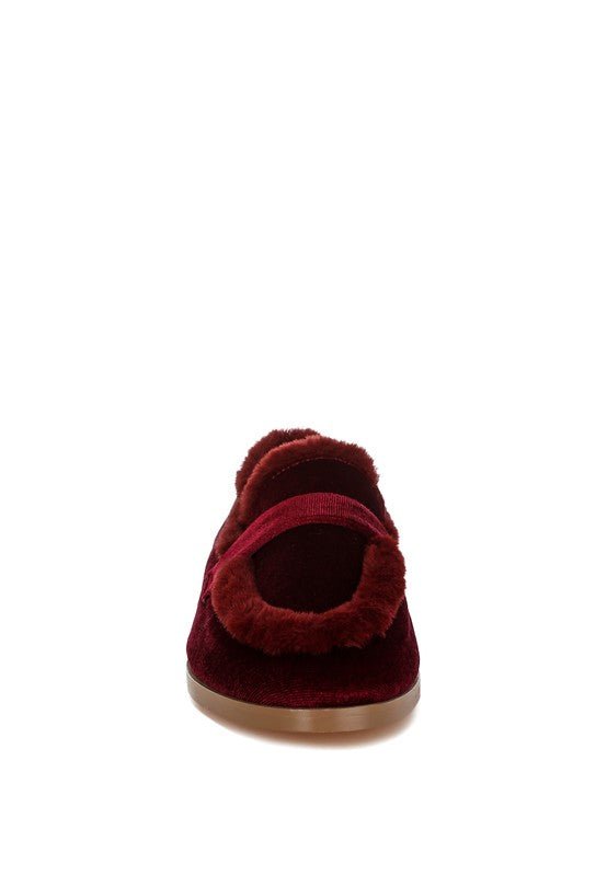 Bastian Fur Detail Velvet Loafers - Loving It Shop