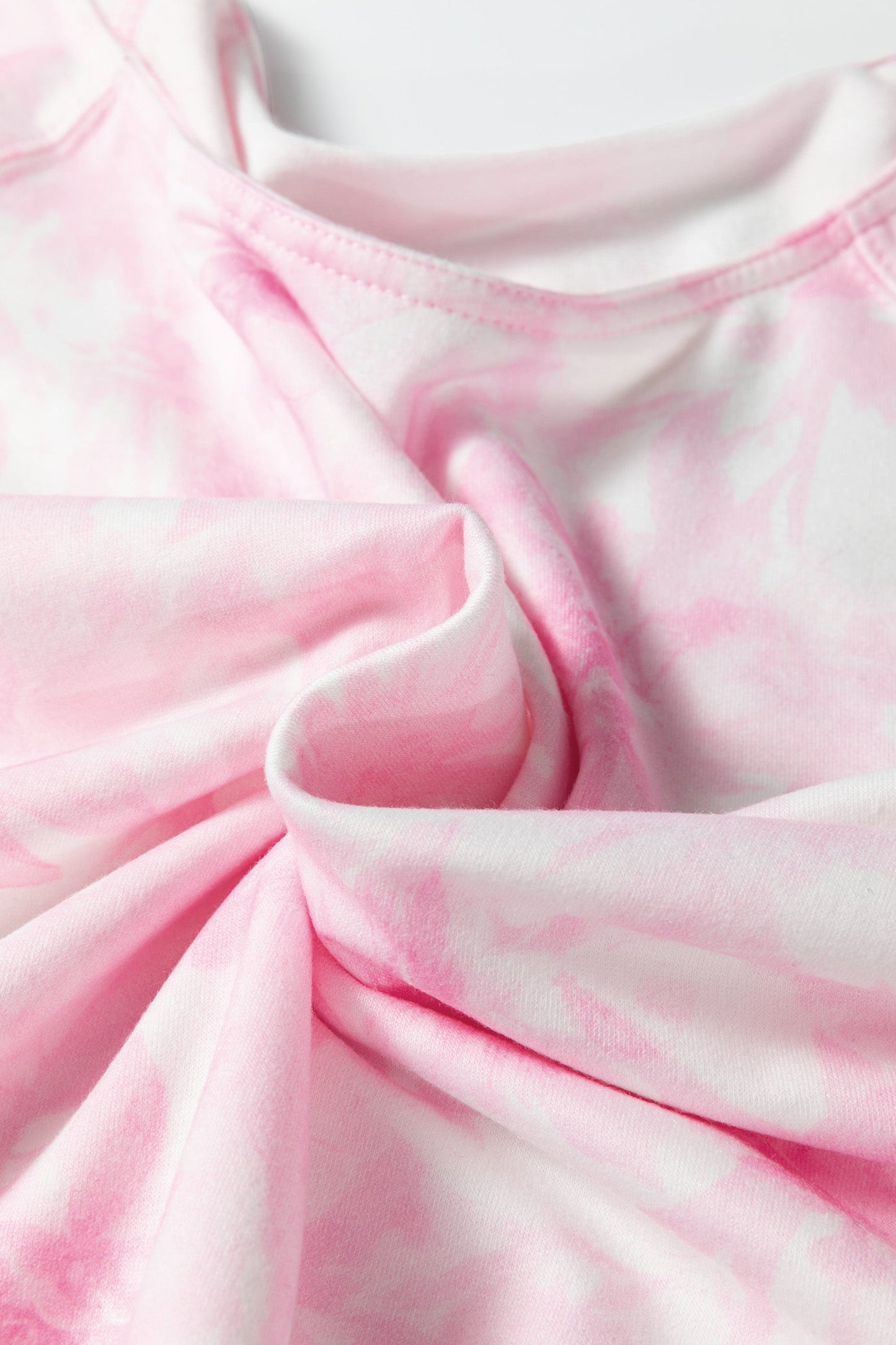 Pink Abstract Woodland Print Asymmetric Shoulder Long Sleeve Top