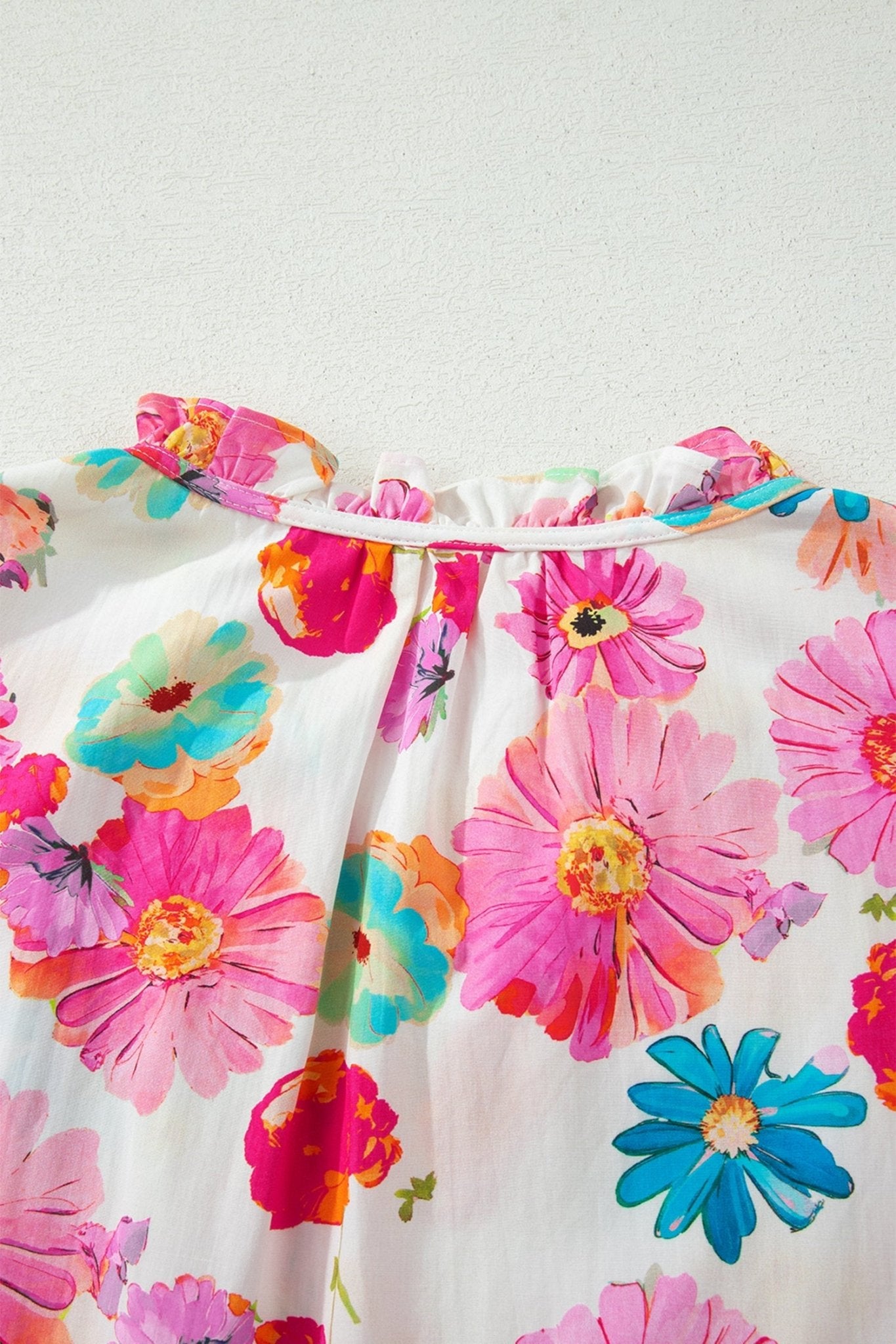 Pink Plus Size Floral Print Ruched Short Sleeve Blouse - Loving It Shop
