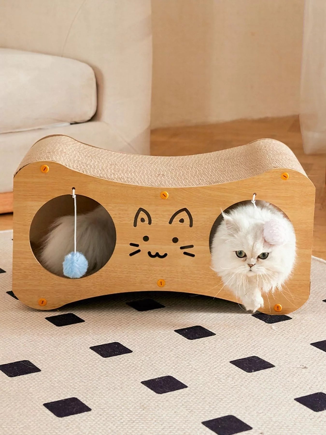Interactive Cat Scratcher Lounge Bed with Toy Balls - Loving It Shop
