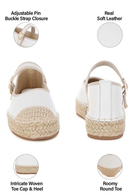 Ostac Genuine Leather Mary Jane Espradrilles - Loving It Shop
