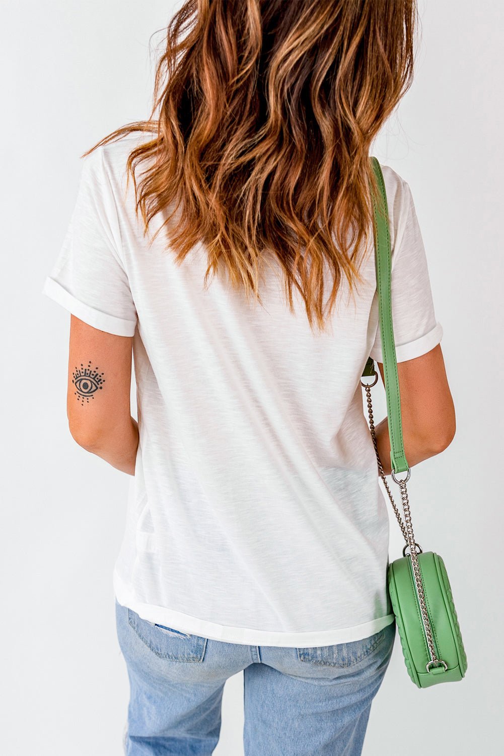 White St Patrick Shamrock Bowknot Printed Crewneck Tee - Loving It Shop