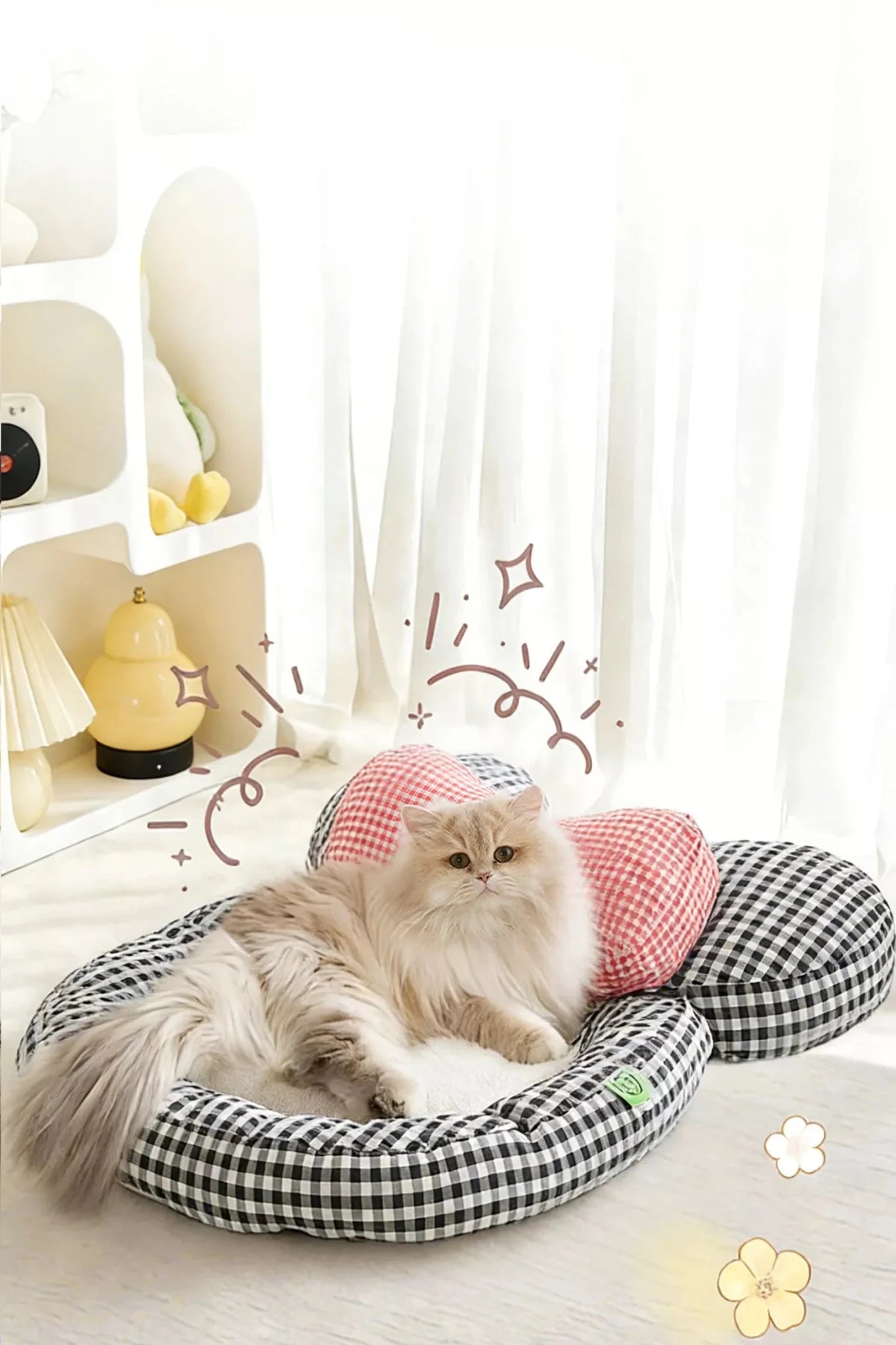 Cartoon Plaid Design Pet Mat with Bow - Loving It Shop