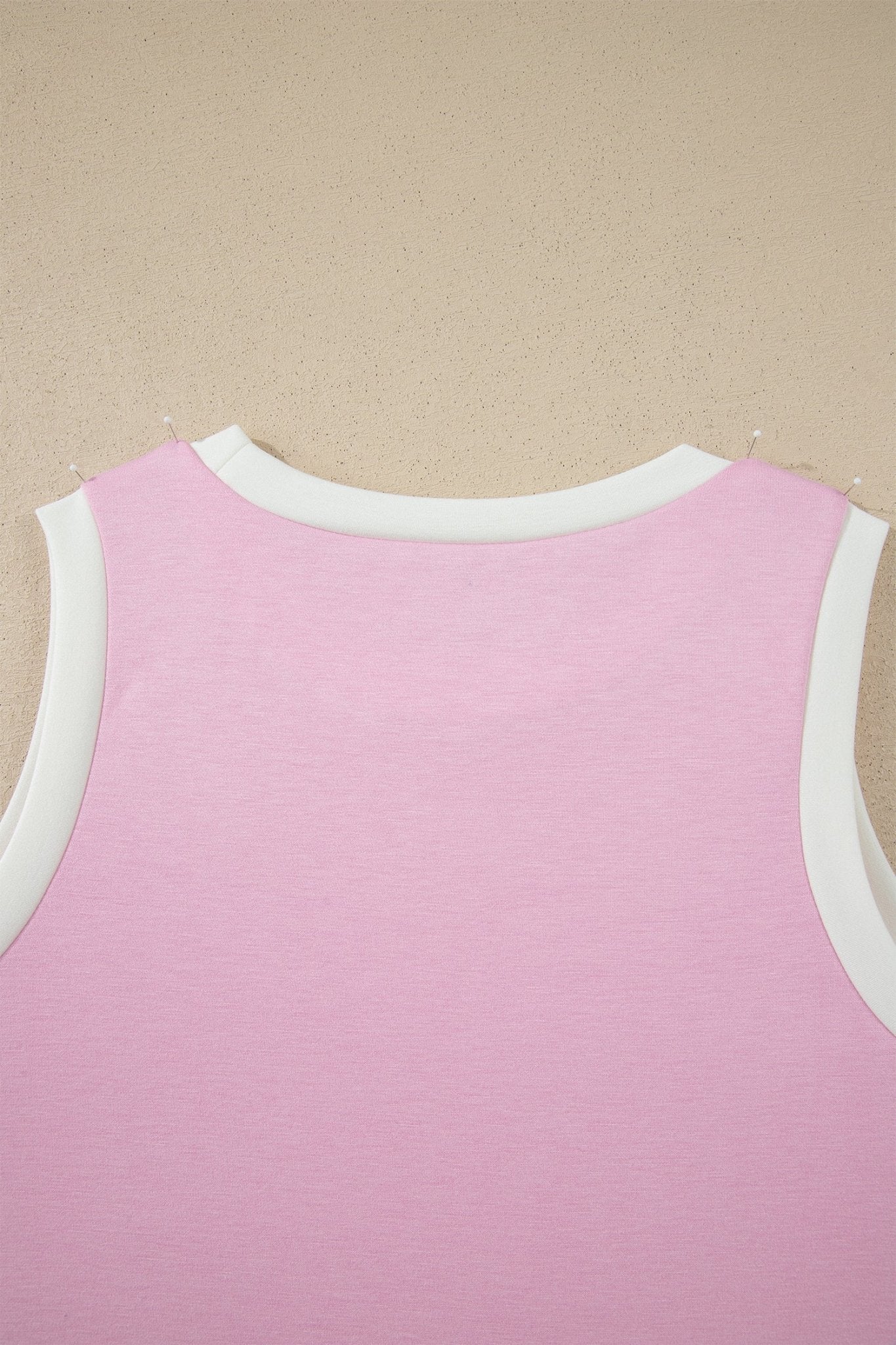 Pink Colorblock Trim Cropped Tank Elastic Waist Shift Pants 2pcs Set - Loving It Shop