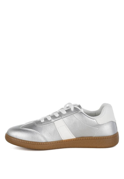 Crossover Lace-Up Metallic Sneaker