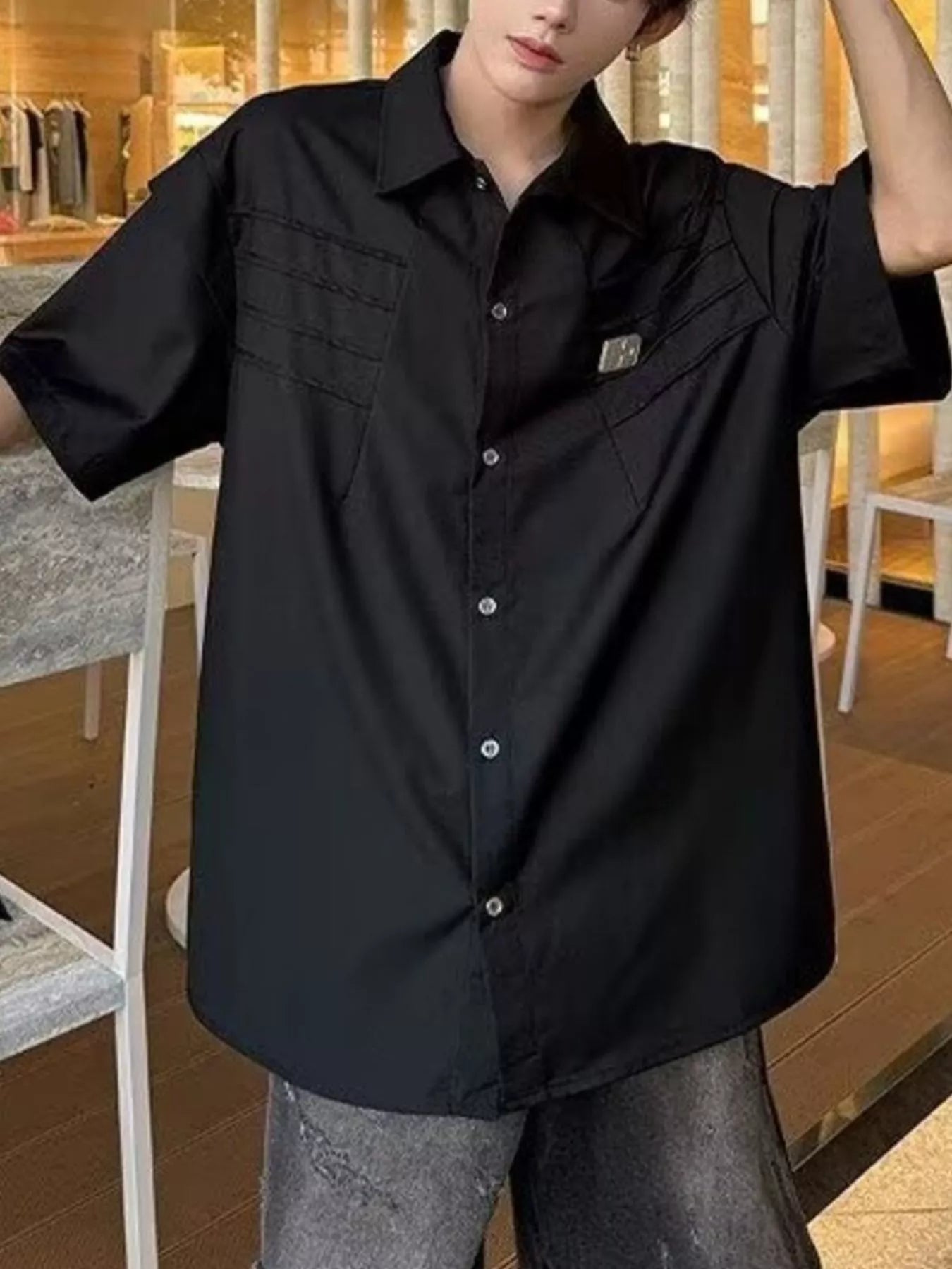 Men's Plus Size Button Up Half Sleeve Shirt - Loving It Shop