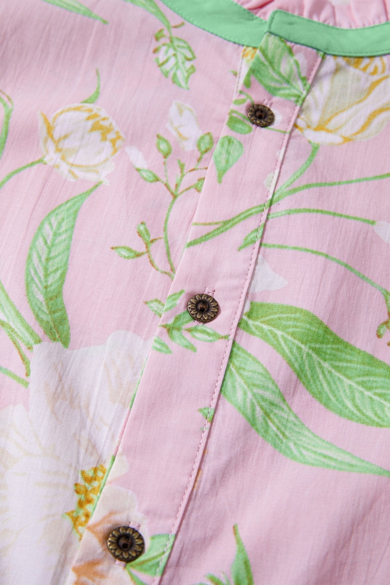 Pink Floral Print Short Puff Sleeve High Waist Tiered Maxi Dress - Loving It Shop