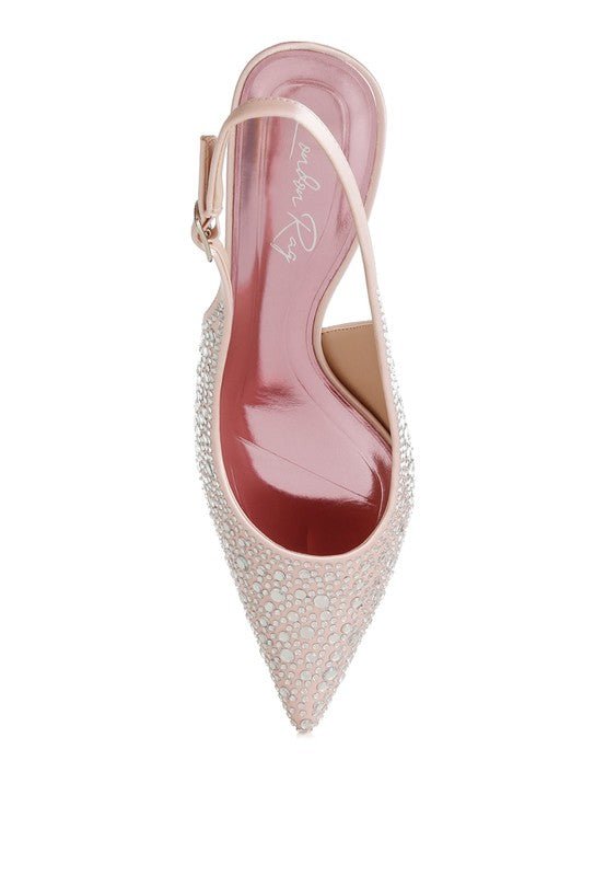 Vernaos Pointed Toe Rhinestone Slingbacks - Loving It Shop