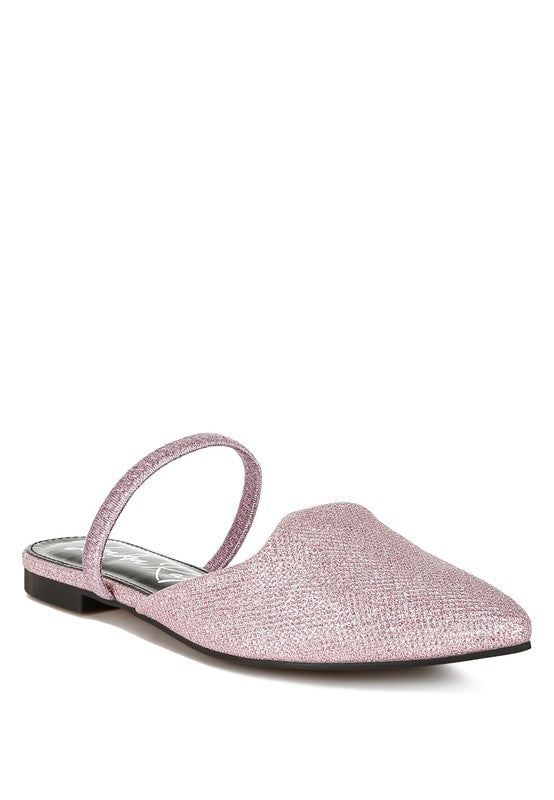 Twiggy Glitter Faux Leather Flat Mules