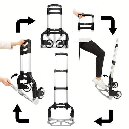 Folding Aluminum Hand Cart &amp; Dolly – 165 lb Capacity | Lightweight &amp; Portable