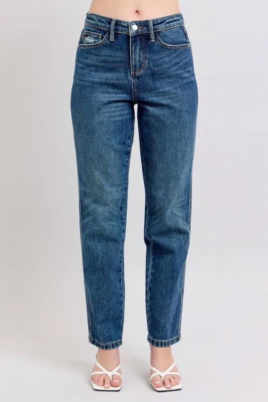 Full Size High Waisted Rigid Magic Non-destroy Straight Leg Jeans Plus Size