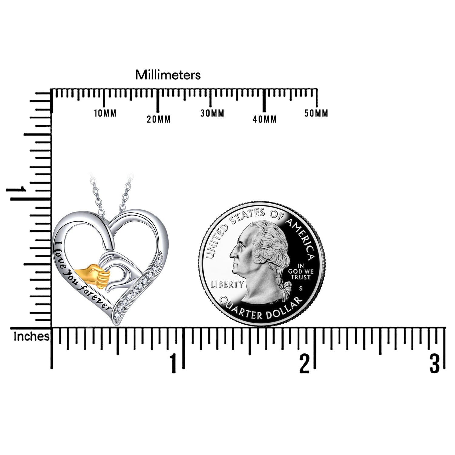Mother and Child Hands Love Heart Pendant Necklace Jewelry for Women I Love You Forever
