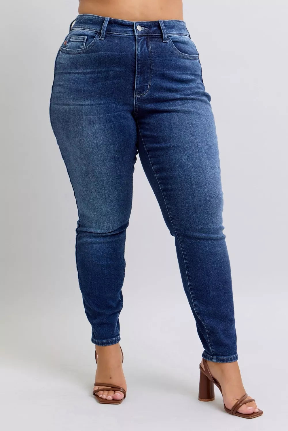 Full Size Washed Thermal Skinny Jeans Plus Size