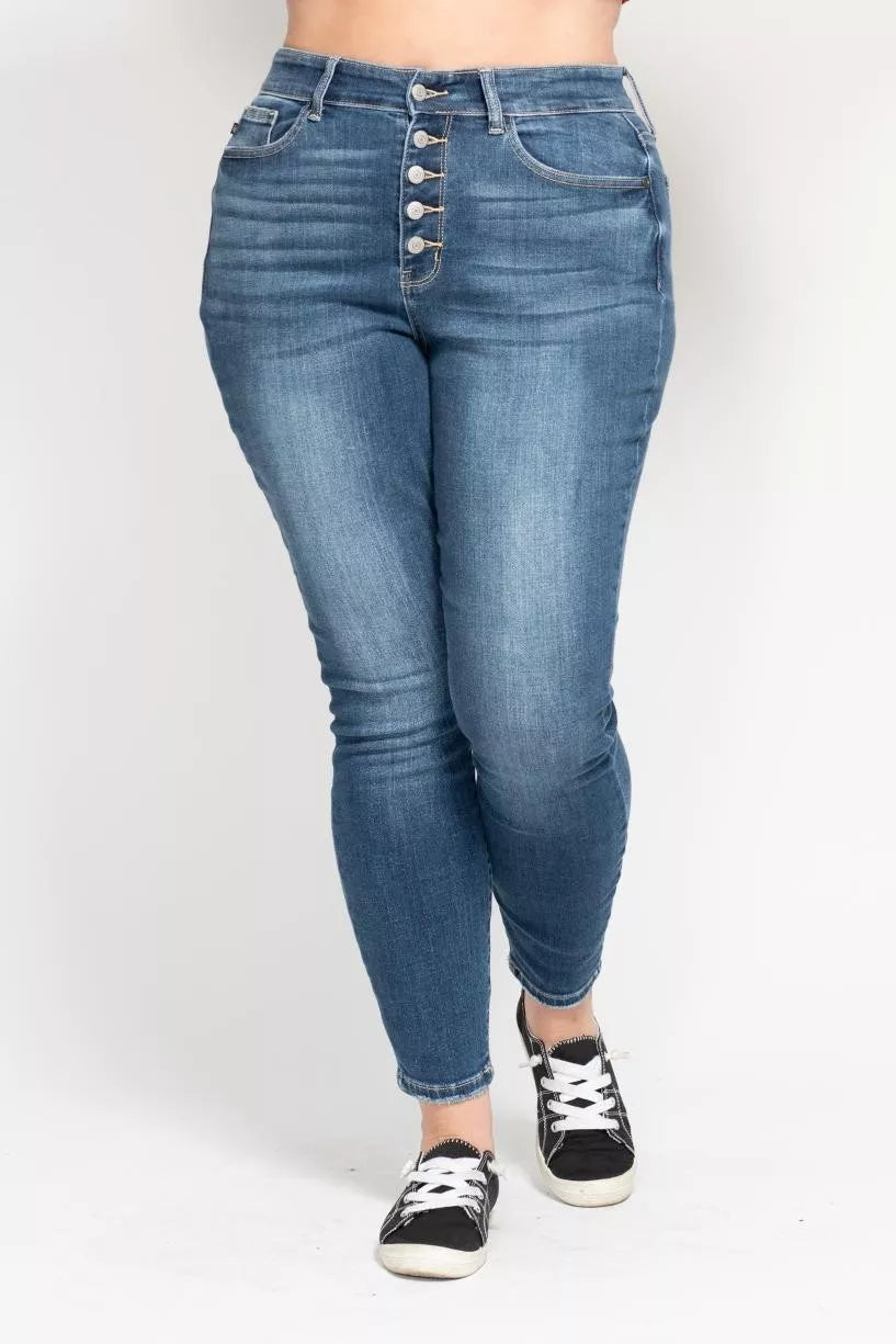 Full Size High Rise Button Fly Skinny Jeans Plus Size