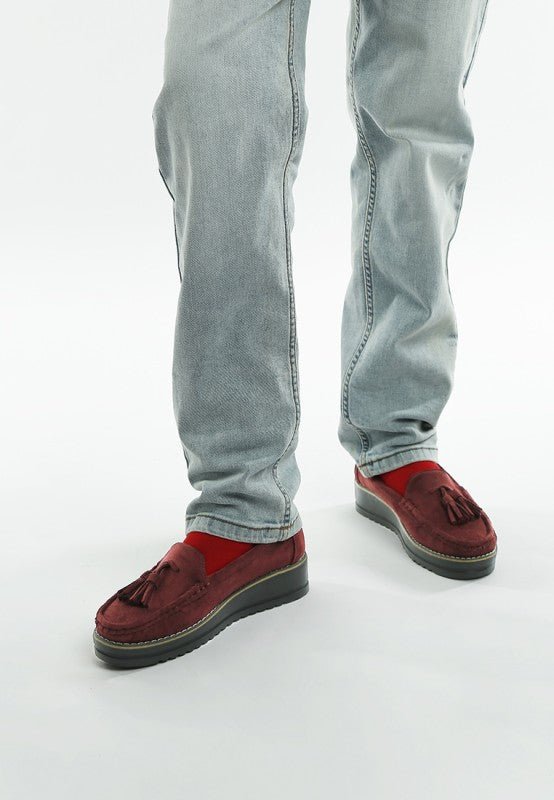 Daiki Platform Lug Sole Tassel Loafers - Loving It Shop