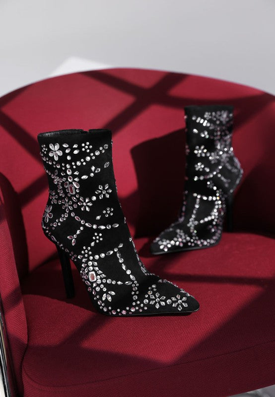 Dunari Diamante Embellished Microfiber Boots