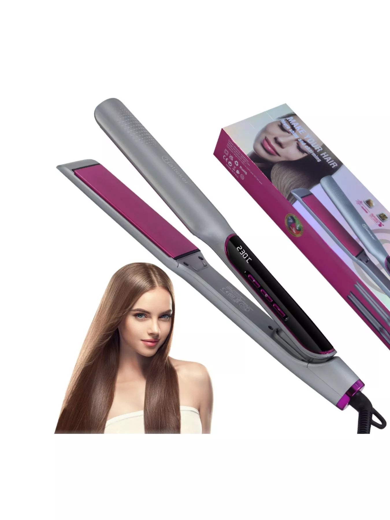 Curling and Straightening Hair Iron with Temperature Control - Loving It Shop
