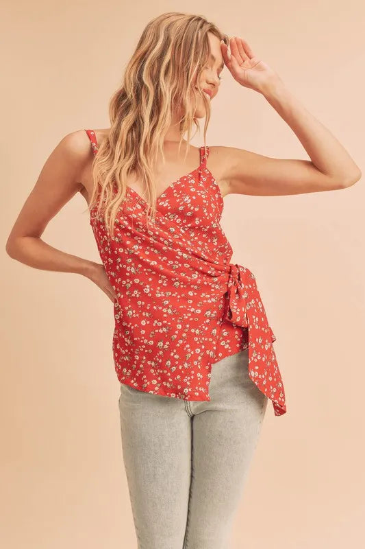 Ditsy Floral Surplice Adjustable Straps Cami