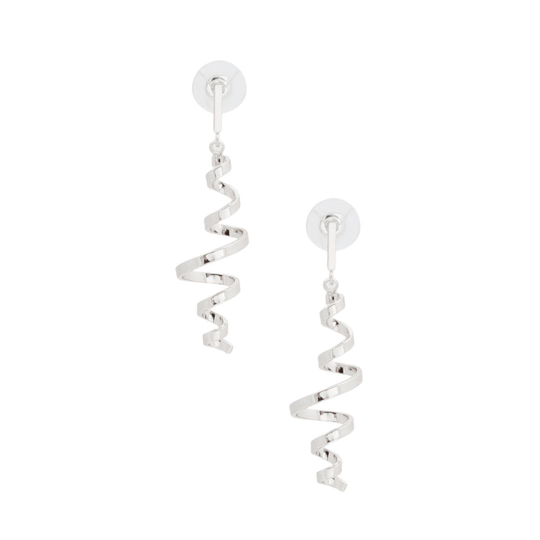 Spiral Curl Silver Metal Earrings – Trendy Statement Jewelry