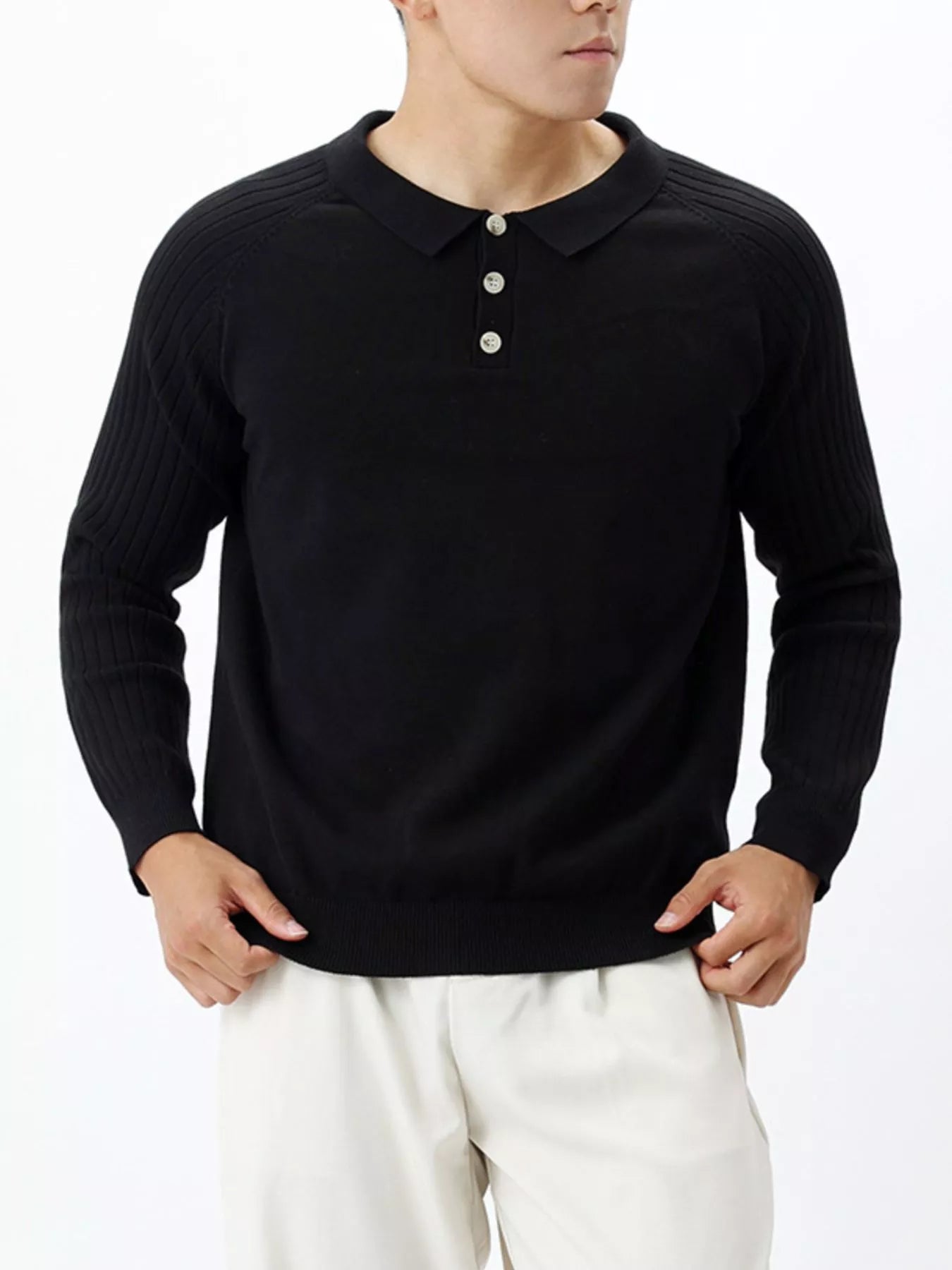 Men's Plus Size Classic Fit Ribbed Sleeve Knit Top - Loving It Shop