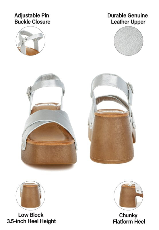 Morasa Metallic Pleather Clog Sandals