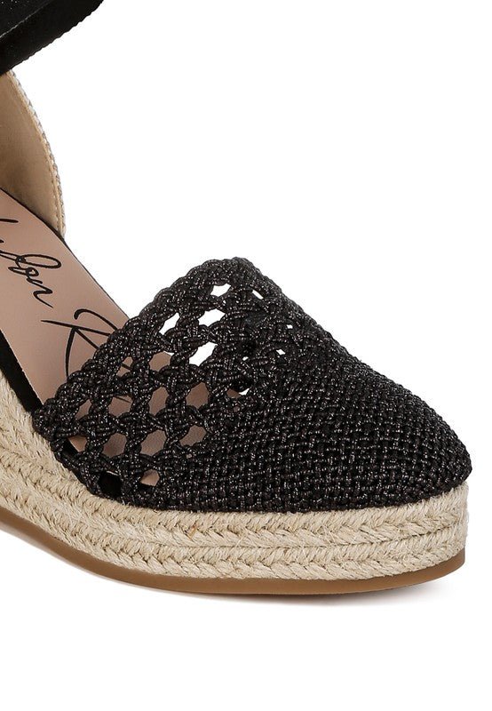Sea Breeze Woven Lace - Up Espadrille Wedges - Loving It Shop