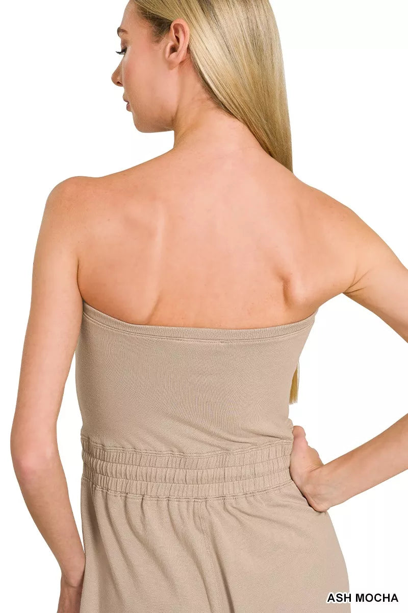 Tube Top Jumpsuit with Drawstring Waist