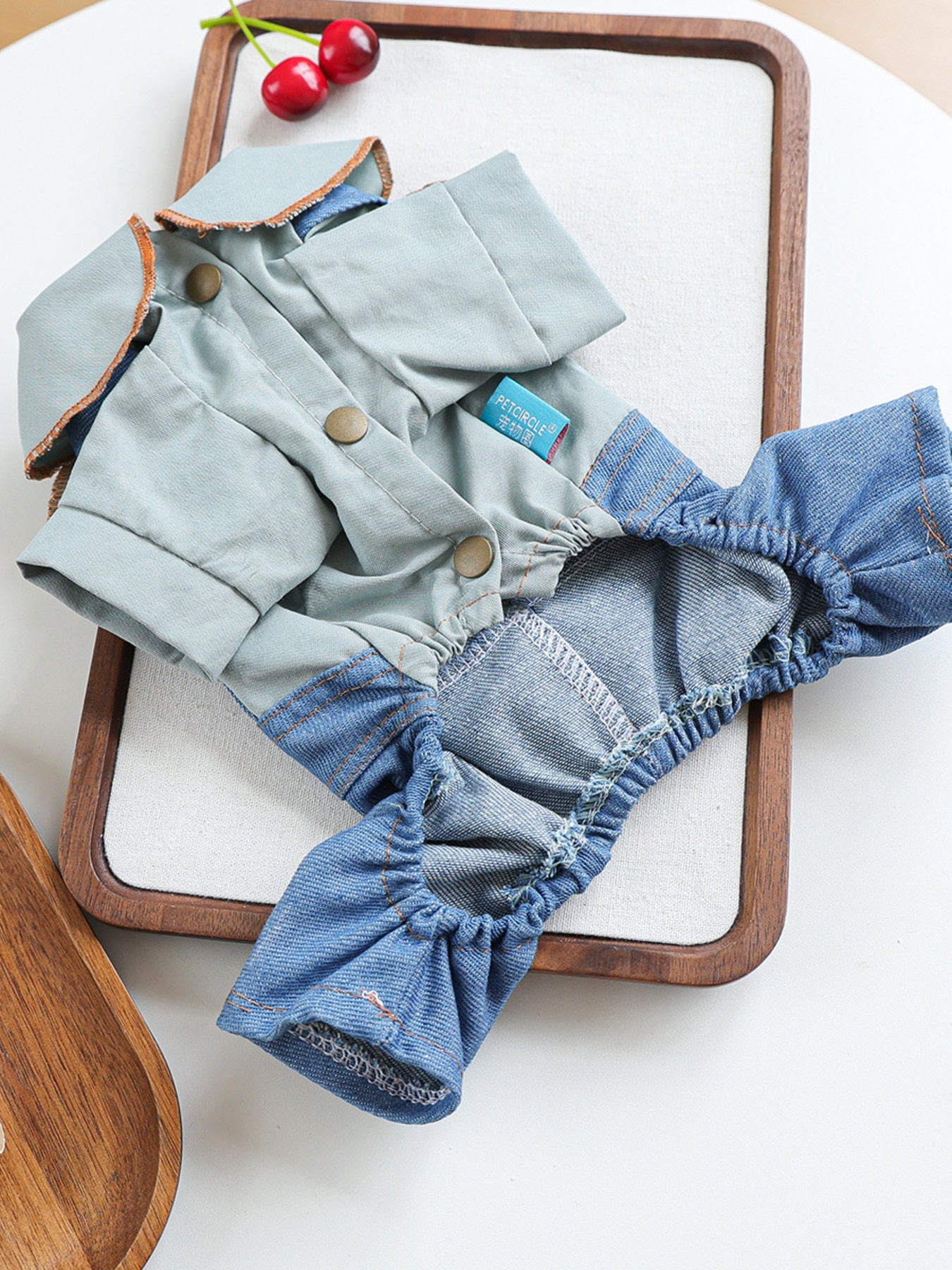 Denim Pet Jumpsuits with Bowknot - Loving It Shop